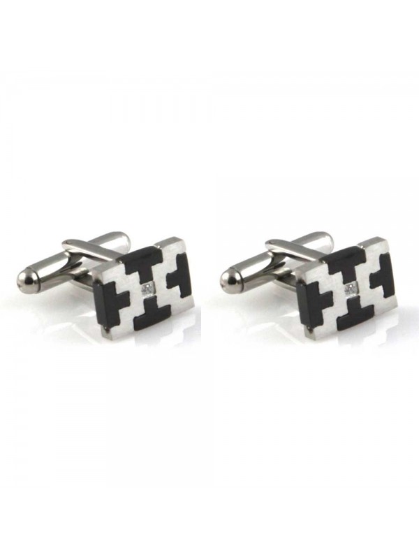 gemelli in acciaio per camicia rettangolari tetris gioiello uomo