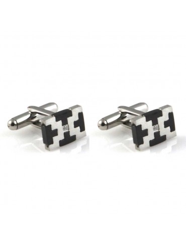 gemelli in acciaio per camicia rettangolari tetris gioiello uomo