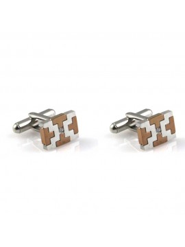 gemelli in acciaio per camicia rettangolari tetris gioiello uomo