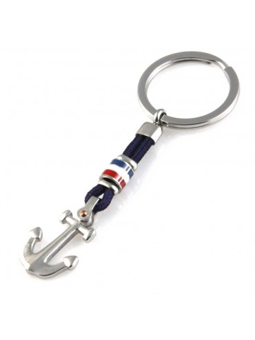 portachiavi con ancora uomo acciaio e cordoncino - prt0121