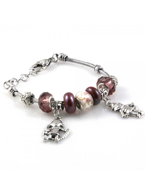 bracciale donna con beads e ciondoli in ceramica cristallo e swarovski