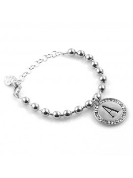 bracciale donna con lettera iniziale a ciondolo gioiello argentato con strass