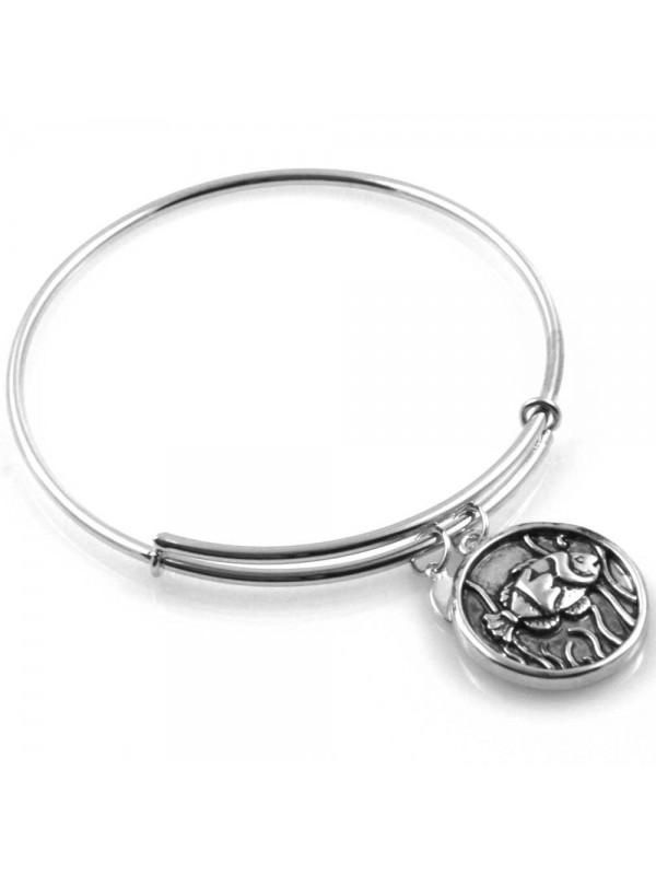 bracciale donna rigido crisalide gioiello argentato con ciondolo pesce misura unica