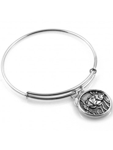 bracciale donna rigido crisalide gioiello argentato con ciondolo pesce misura unica