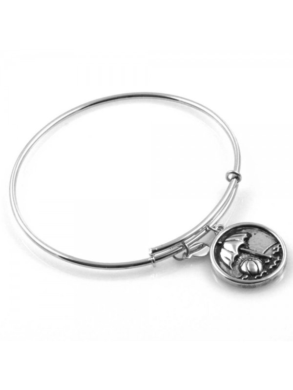 bracciale donna rigido crisalide gioiello argentato con ciondolo spiaggia ombrellone misura unica