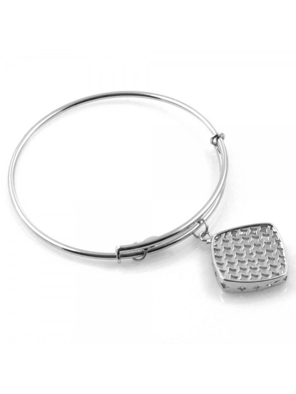 bracciale donna rigido crisalide gioiello argentato con ciondolo romboidale misura unica