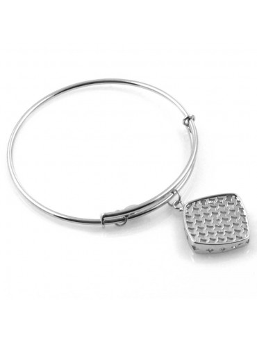 bracciale donna rigido crisalide gioiello argentato con ciondolo romboidale misura unica