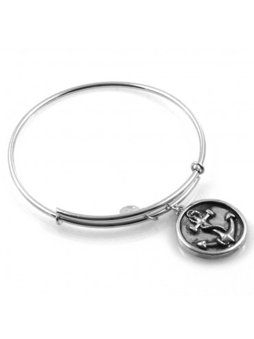 bracciale donna rigido crisalide gioiello argentato con ciondolo ancora soggetti misura unica