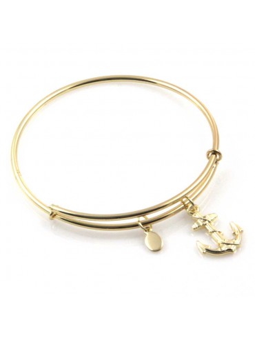 bracciale donna rigido crisalide gioiello dorato con ciondolo ancora misura unica