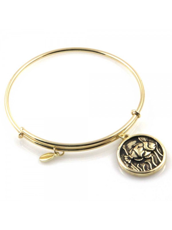 bracciale donna rigido crisalide gioiello dorato con ciondolo pesce misura unica