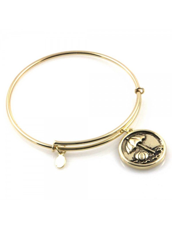 bracciale donna rigido crisalide gioiello dorato con ciondolo spiaggia ombrellone misura unica