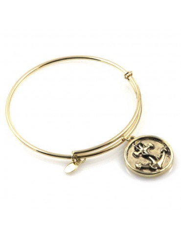 bracciale donna rigido crisalide gioiello dorato con ciondolo ancora misura unica