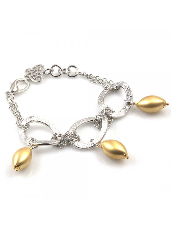 bracciale donna in bronzo gioiello con ciondoli oliva dorati misura cm 19