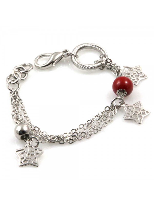 bracciale donna in bronzo gioiello con ciondoli stella e pietre misura cm 19