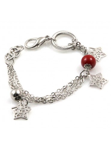 bracciale donna in bronzo gioiello con ciondoli stella e pietre misura cm 19