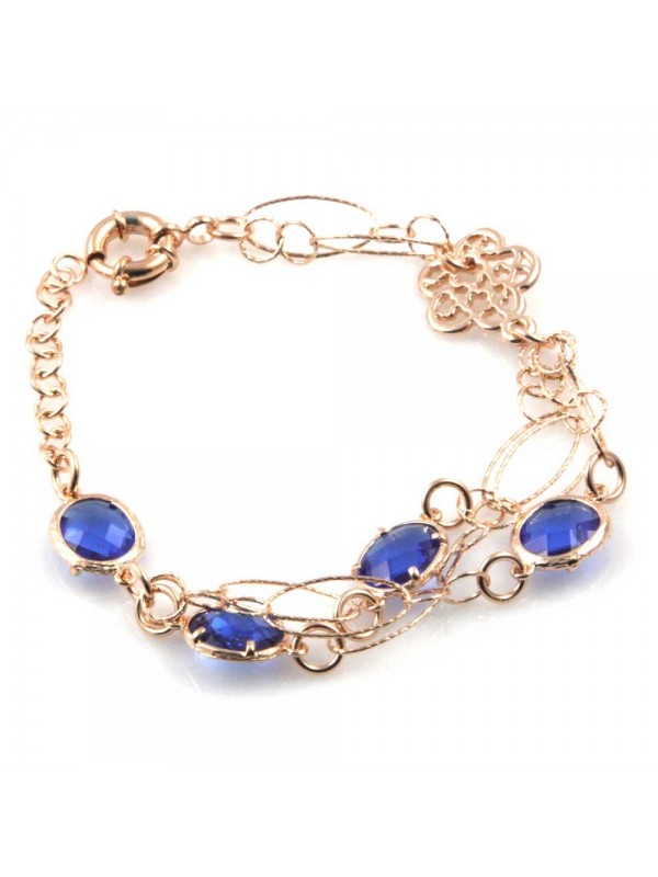bracciale donna in bronzo gioiello con cristalli azzurri misura cm 19