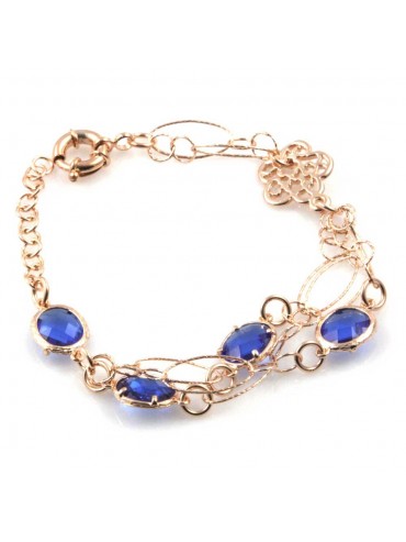 bracciale donna in bronzo gioiello con cristalli azzurri misura cm 19