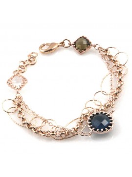 bracciale donna in bronzo gioiello con cristalli verdi e azzurri misura cm 19