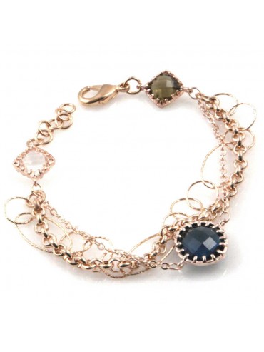 bracciale donna in bronzo gioiello con cristalli verdi e azzurri misura cm 19