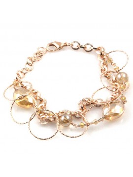 bracciale donna in bronzo gioiello con cristalli ambra citrini cm 19