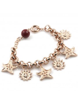 bracciale donna in bronzo gioiello con ciondoli sole e stelle marine misura cm 19