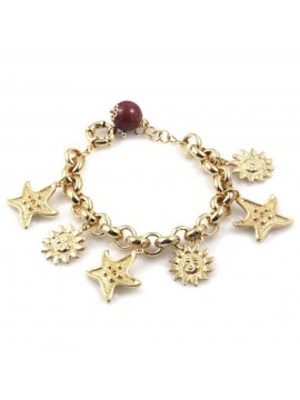 bracciale donna in bronzo gioiello con ciondoli sole e stelle marina misura cm 19