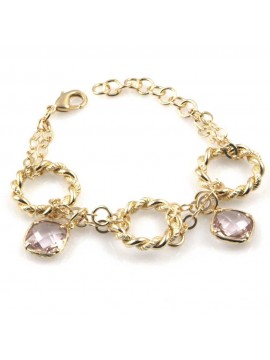 bracciale donna in bronzo gioiello con cristalli rosa misura cm 19