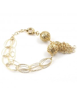 bracciale donna in bronzo gioiello con ciondoli sfera e ciuffo a catena misura cm 19