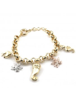 bracciale donna in bronzo gioiello con ciondoli angeli corno delfino cavalluccio marino misura cm 19