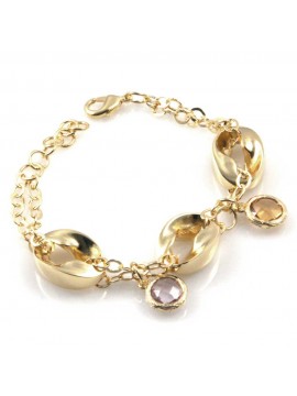 bracciale donna in bronzo gioiello con cristalli ambra e viola misura cm 19