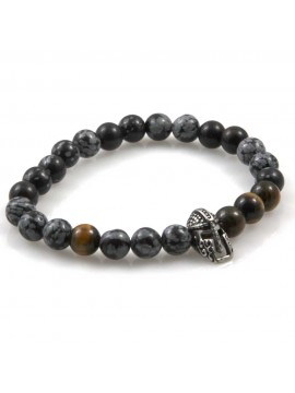 bracciale uomo con elmo e pietre dure gioiello misura unica elastico mm 8
