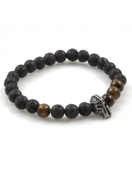 bracciale uomo con elmo e pietre dure gioiello misura unica elastico mm 8