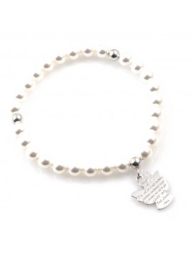 bracciale donna con ciondolo angelo custode preghiera gioiello in argento 925  e perle misure unica mm 17 mm 15