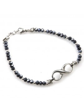 bracciale donna con infinito gioiello in acciaio e pietre sfaccettate blu boreale cm 19 mm 24 mm 10