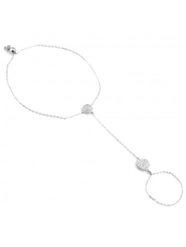 baciamani bracciale donna gioiello in argento 925 e zirconi elementi tondi polso utile cm 21