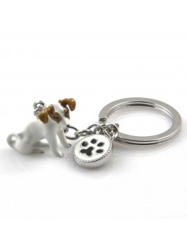 portachiavi donna con cane razza jack russel gioiello in acciaio inossidabile e smalto cm 70