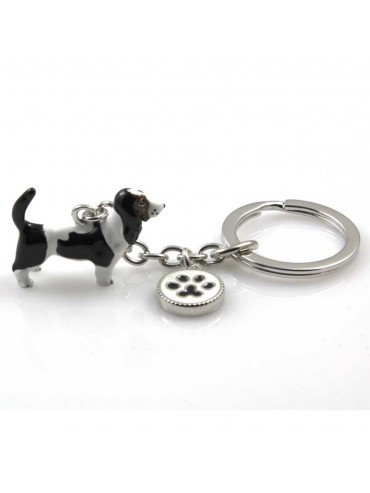 portachiavi donna con cane razza beagle gioiello in acciaio inossidabile e smalto cm 70