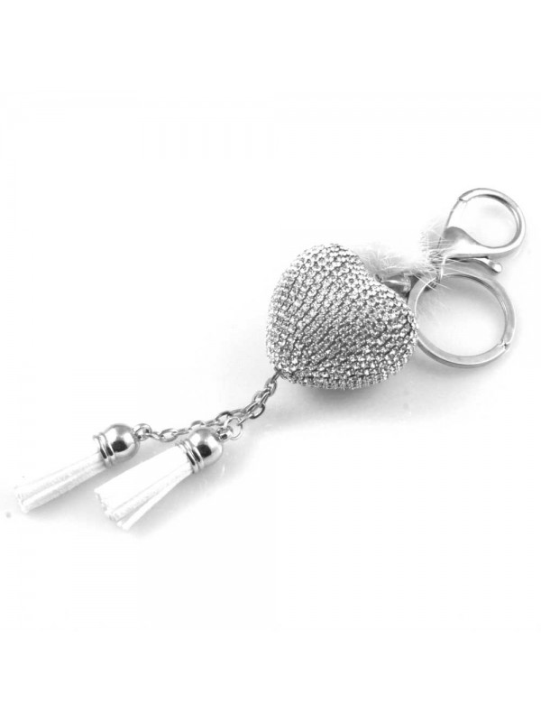 portachiavi donna con cuore strass e pelle