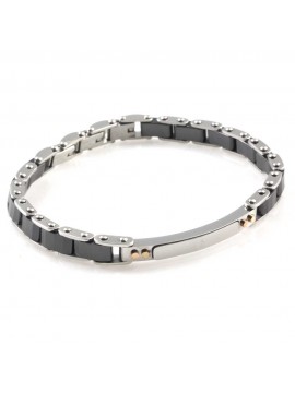 Bracciale uomo in acciaio e ceramica e piastra per incisioni