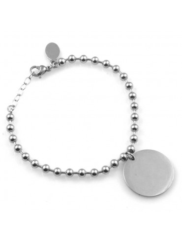 Bracciale donna in acciaio con ciondolo tondo per incisioni