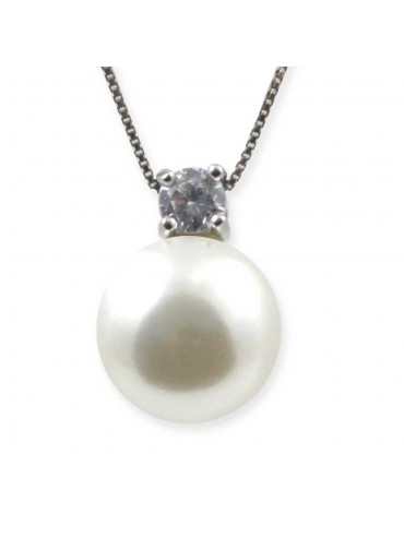 Ciondolo perla e zircone collana in argento 925