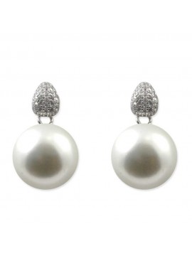 Orecchini di perle in argento 925 elementi zirconi a goccia