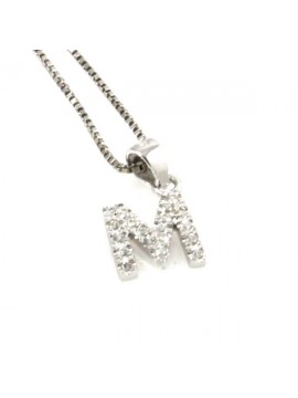 Collana con lettera m iniziale in argento 925
