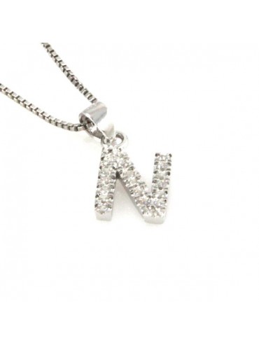 Collana con lettera n iniziale in argento 925