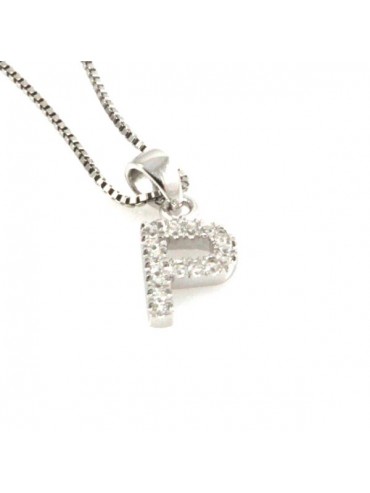 Collana con lettera p iniziale in argento 925