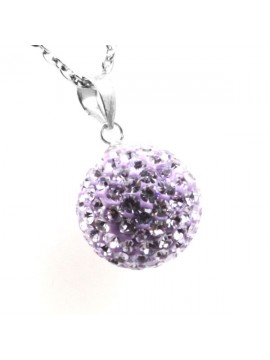 Collana swarovski a pallina strass lilla