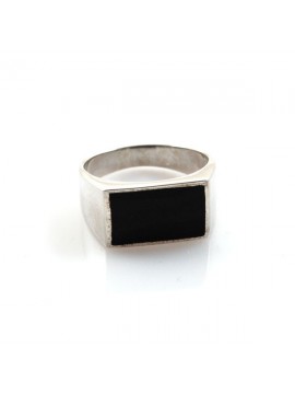 Anello uomo in argento con smalto
