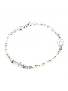 bracciale rosario donna in argento 925 e perle
