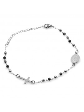 bracciale uomo donna rosario in acciaio