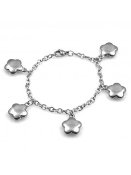 bracciale donna con ciondoli fiorellini pendenti in acciaio